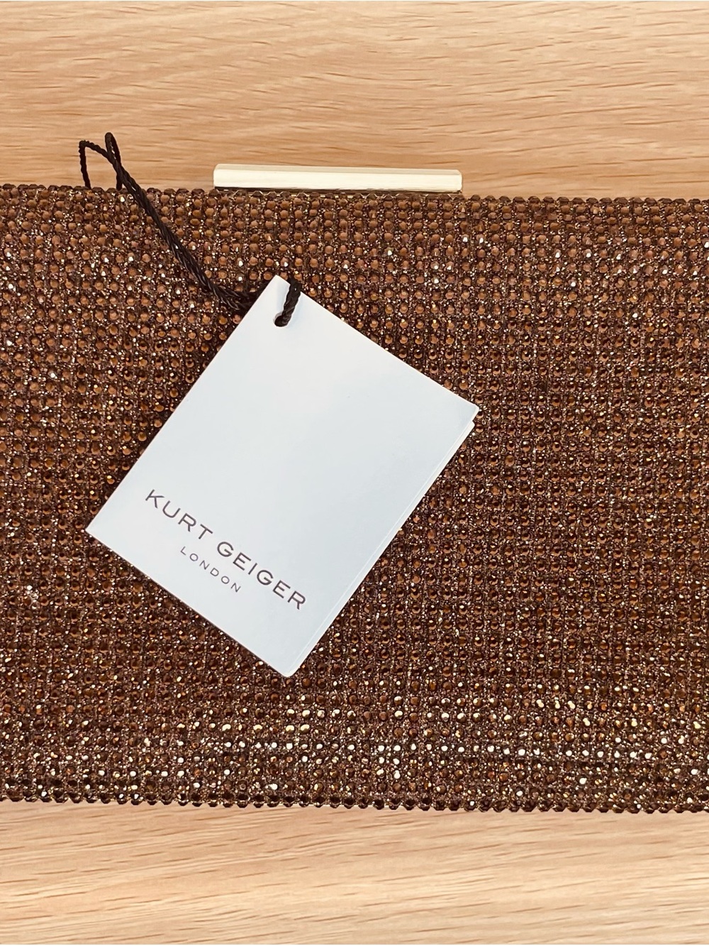 NWT Kurt Geiger Brown Beaded Evening Clutch